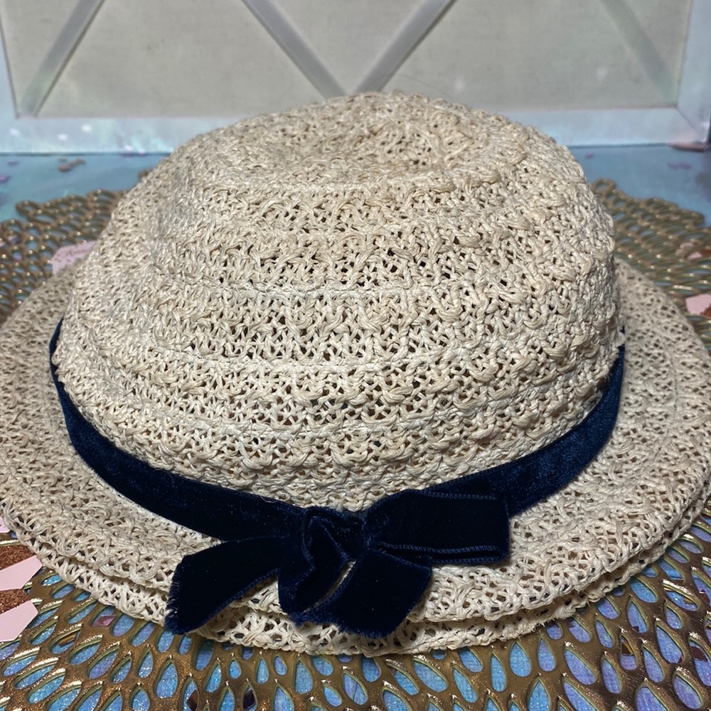 Sweet Cottagecore Woven Hat w/Velvet Trim